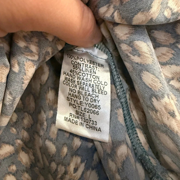 Umgee Leopard Print Mini Skirt Blue Linen Blend Size Large - Picture 8 of 8